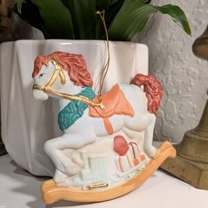 Vintage Ceramic Rocking Horse Ornament